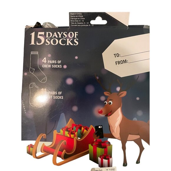 15 Days Of Socks Mens Shoe Sizes 6-12 Includes 4 Crew & 11 Low Cut Holiday Desig - Picture 6 of 9